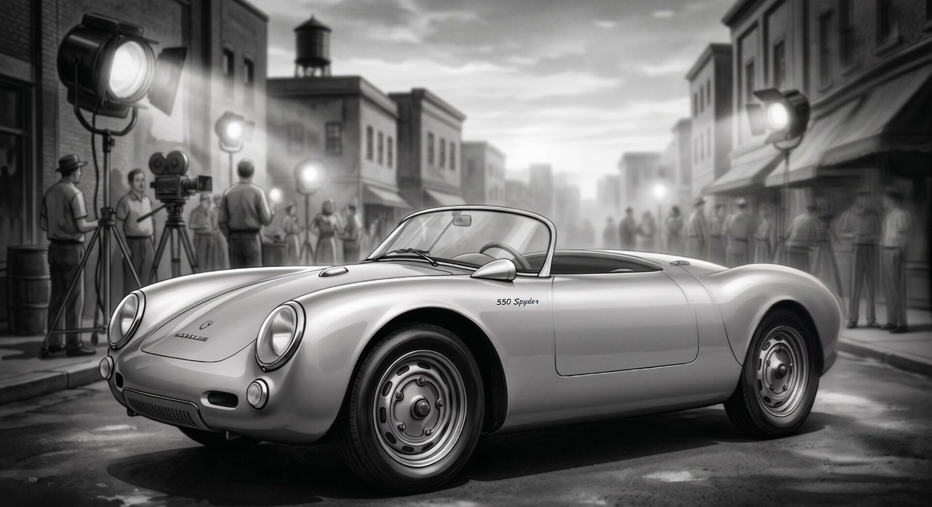 ポルシェ550スパイダー白黒