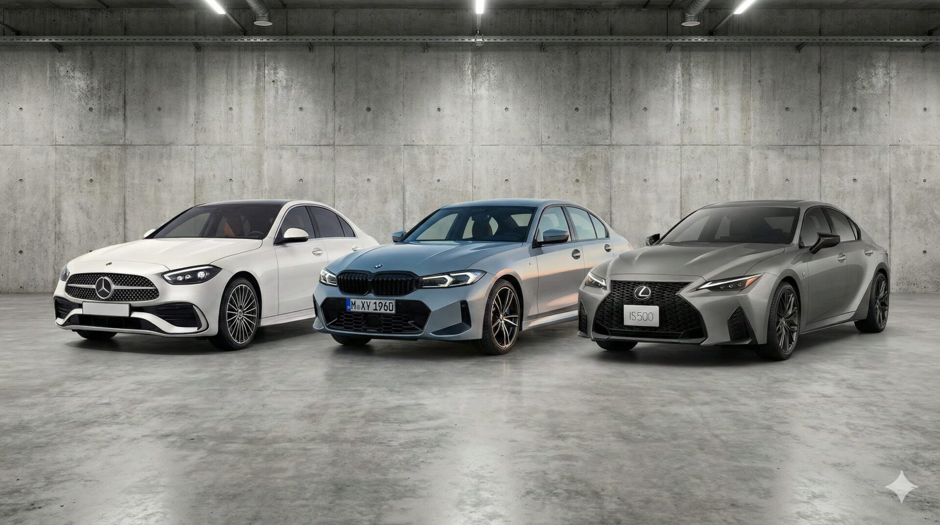 左からCクラス・３シリーズ・IS