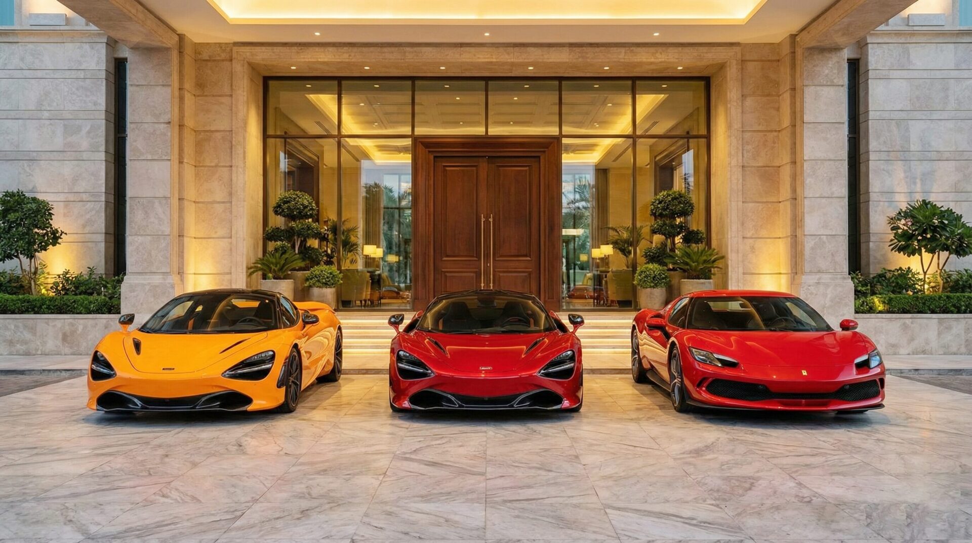 左からマクラーレン750S、マクラーレン720S、フェラーリ296GTB