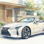 白色のレクサスLCコンバーチブルイラスト