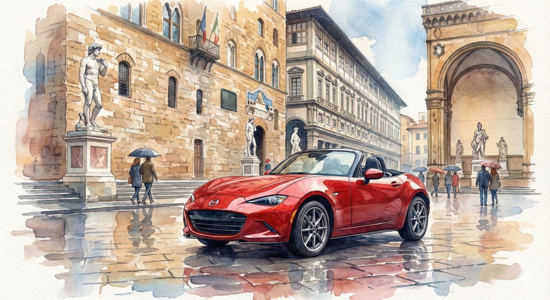 NDロードスターとウフィツィ美術館