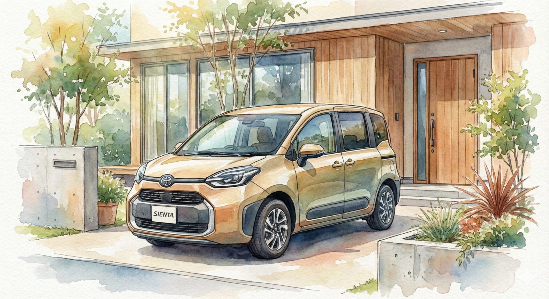 シエンタモデルハウスの玄関前