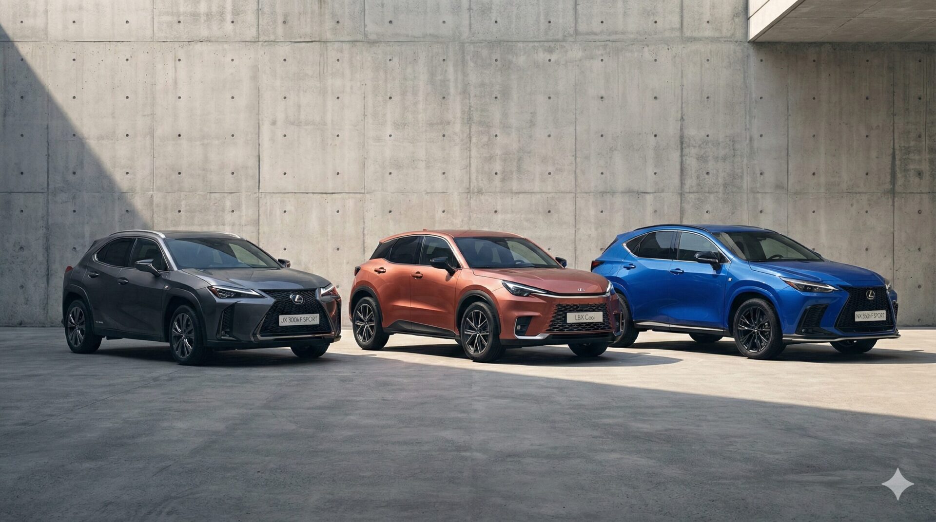 左からレクサス UX、レクサス LBX、レクサス NX