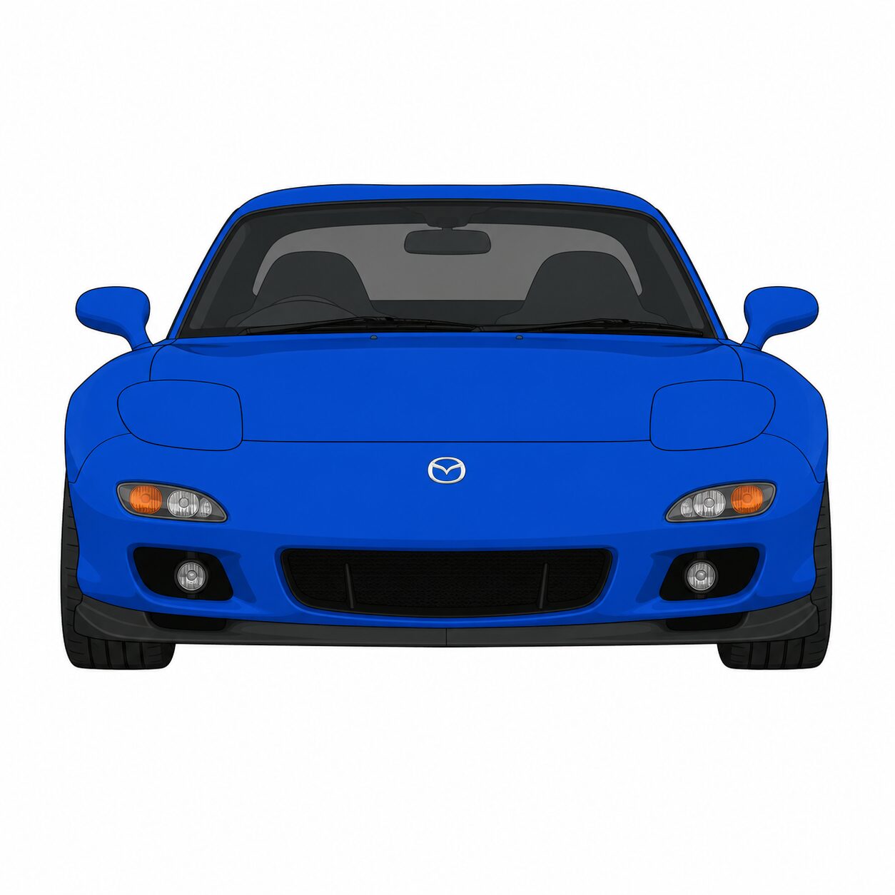 マツダRX-7 FD3Sを正面から描いたいて座の愛車星座診断イラスト