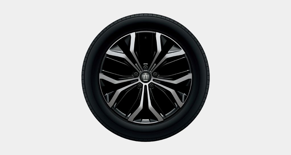 225-55R19タイヤ＆19×7Jアルミホイール（切削光輝＋ブラック塗装）＆センターオーナメント